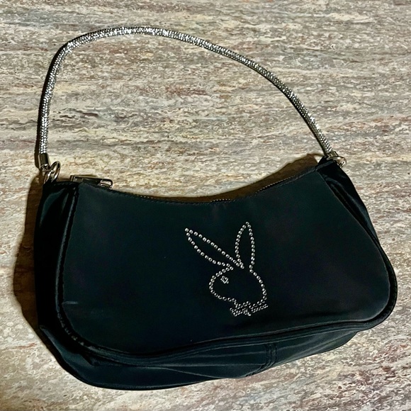 Playboy bunny handbag with rhinestone bunny and strap - Picture 3 of 16